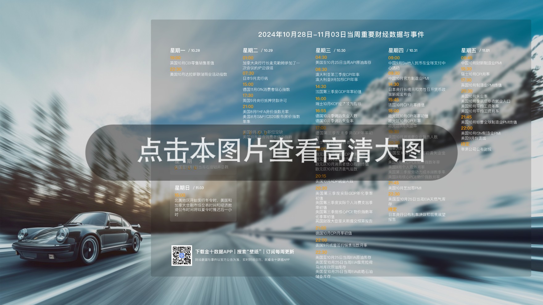 2024年10月28日-2024年11月03日财经数据与事件精美周历壁纸