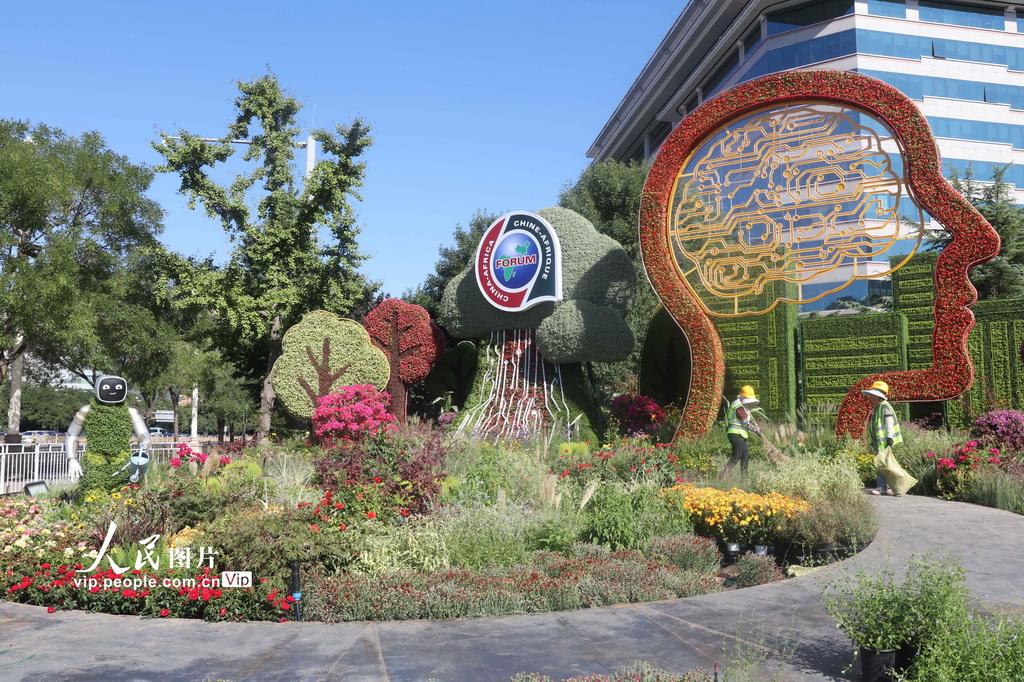 北京长安街布置主题花坛 迎接中非合作论坛峰会
